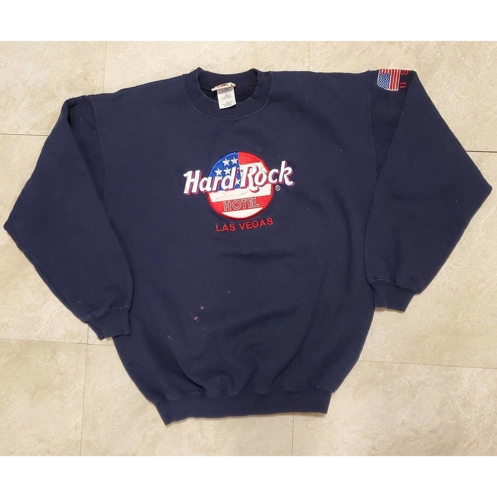 Vintage Hard Rock Hotel Cafe Las Vegas Embroidered Sweater Sweatshirt M Medium